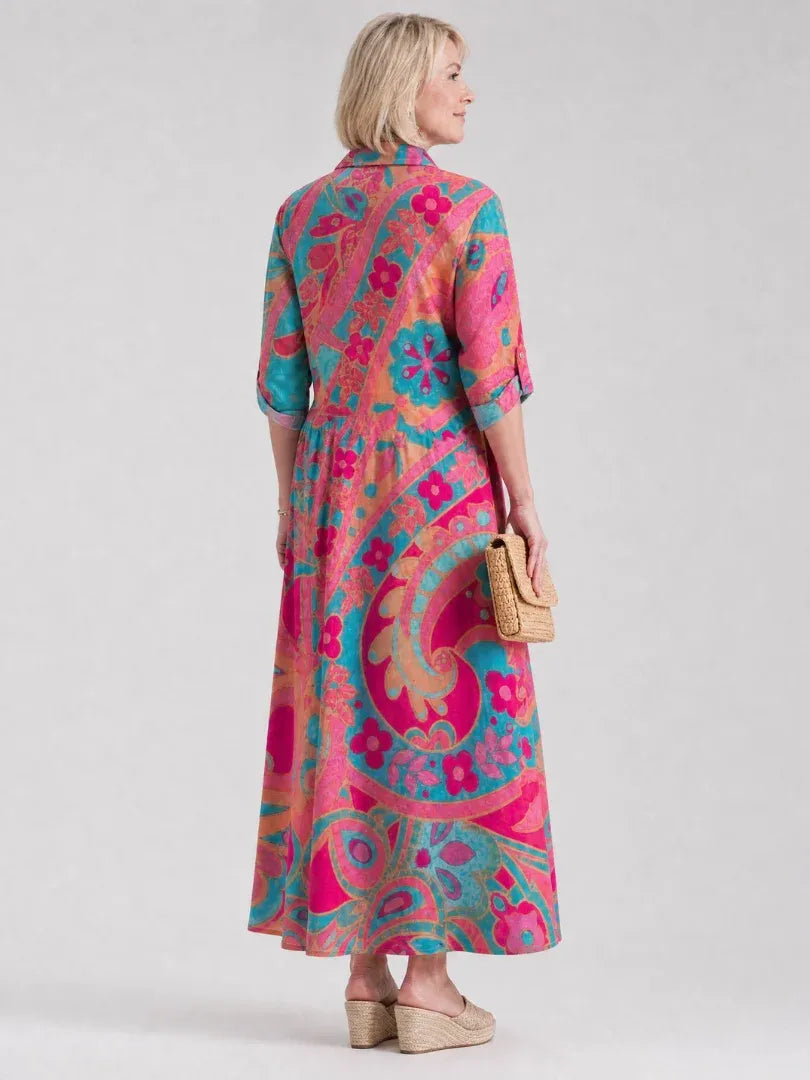 Women’s Floral Maxi Wedding Guest Dress with Long sleeves