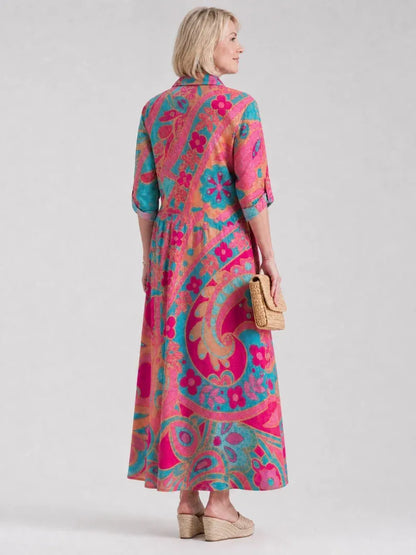 Women’s Floral Maxi Wedding Guest Dress with Long sleeves