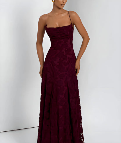 Women's Floral Sleeveless Maxi Wedding Guest Dress with Square Neck