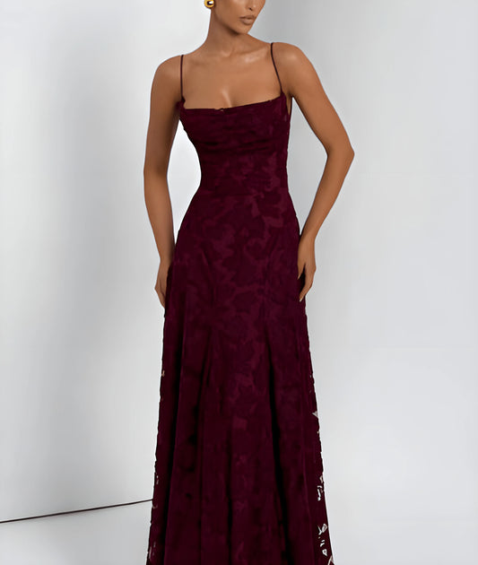 Women's Floral Sleeveless Maxi Wedding Guest Dress with Square Neck