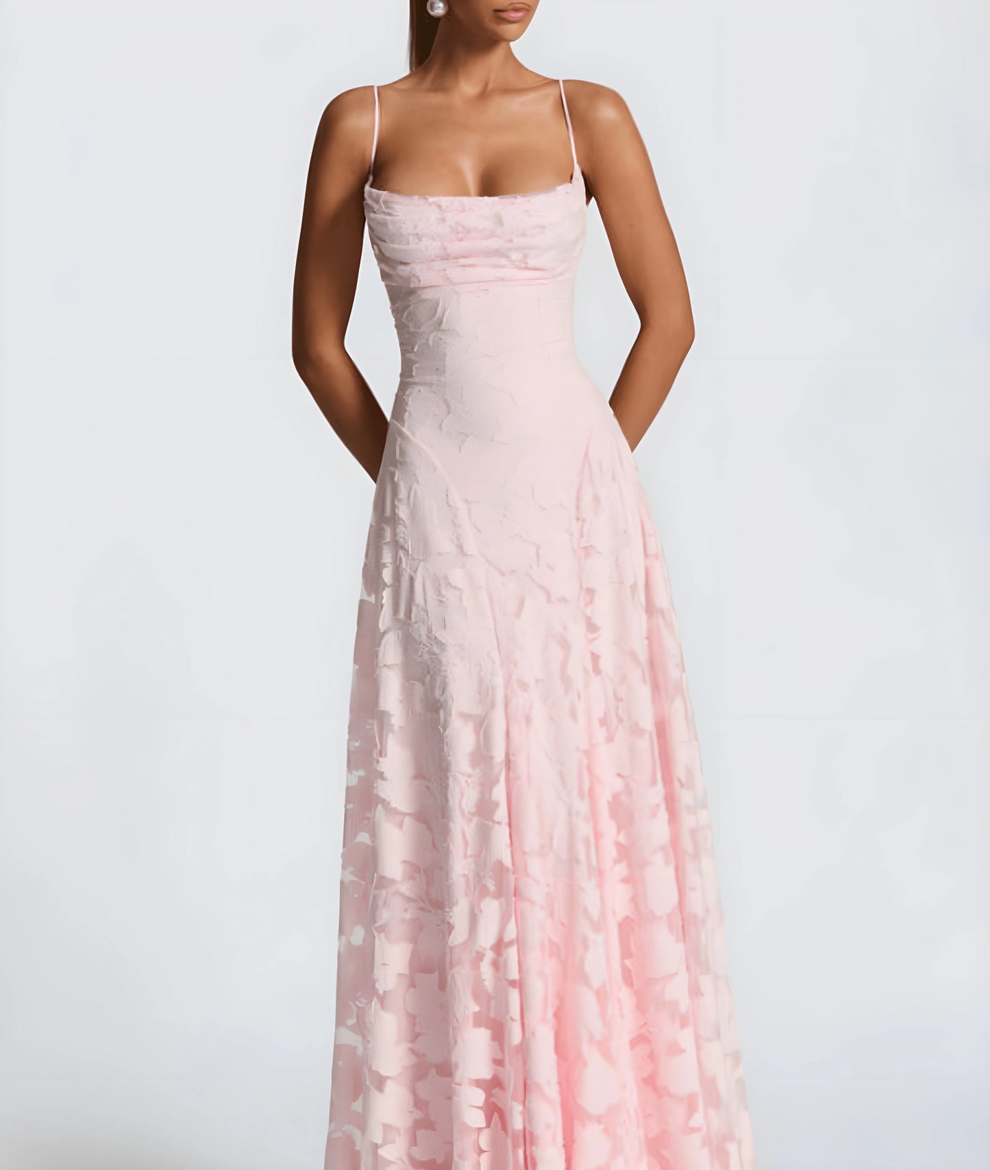 Women's Floral Sleeveless Maxi Wedding Guest Dress with Square Neck