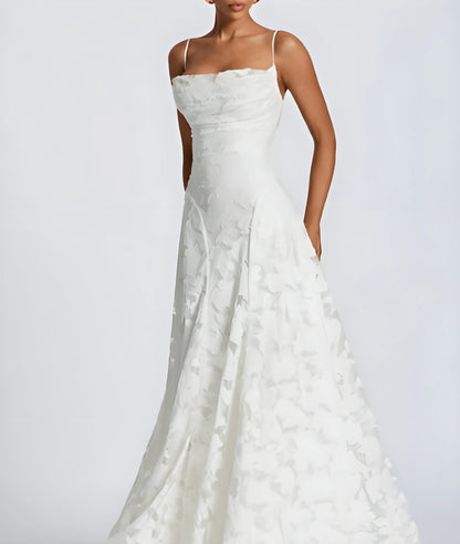 Women's Floral Sleeveless Maxi Wedding Guest Dress with Square Neck