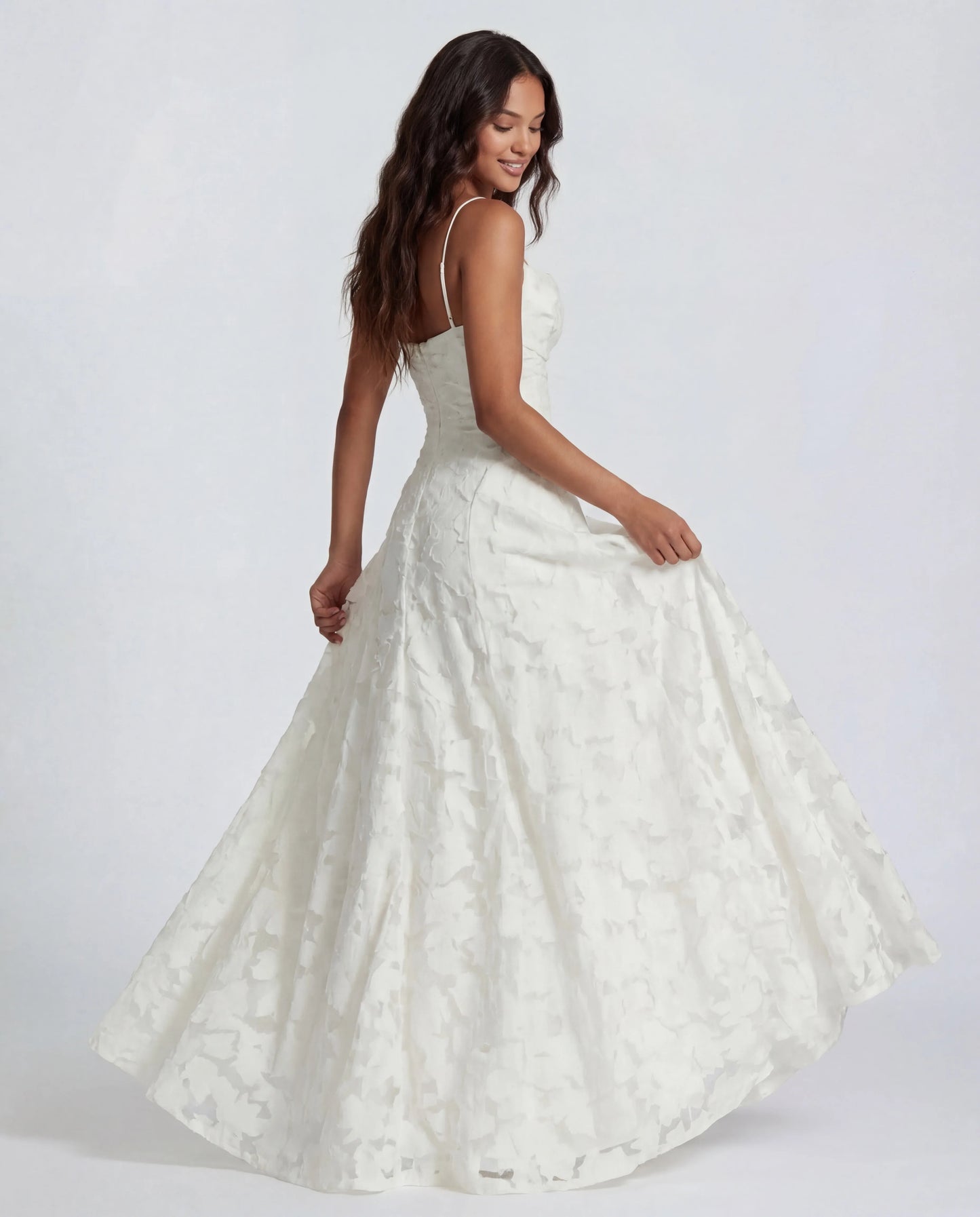Women's Flowy Floral Maxi Wedding Guest Dress with Straight Neckline