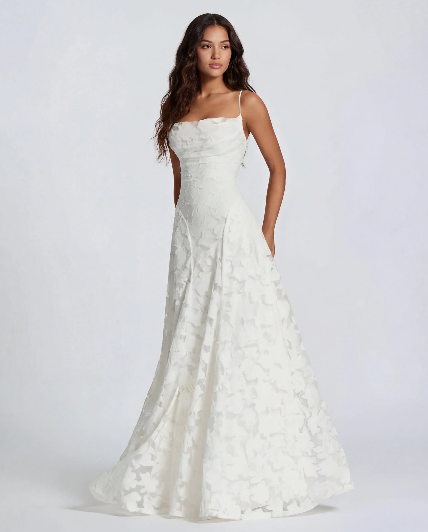 Women's Flowy Floral Maxi Wedding Guest Dress with Straight Neckline