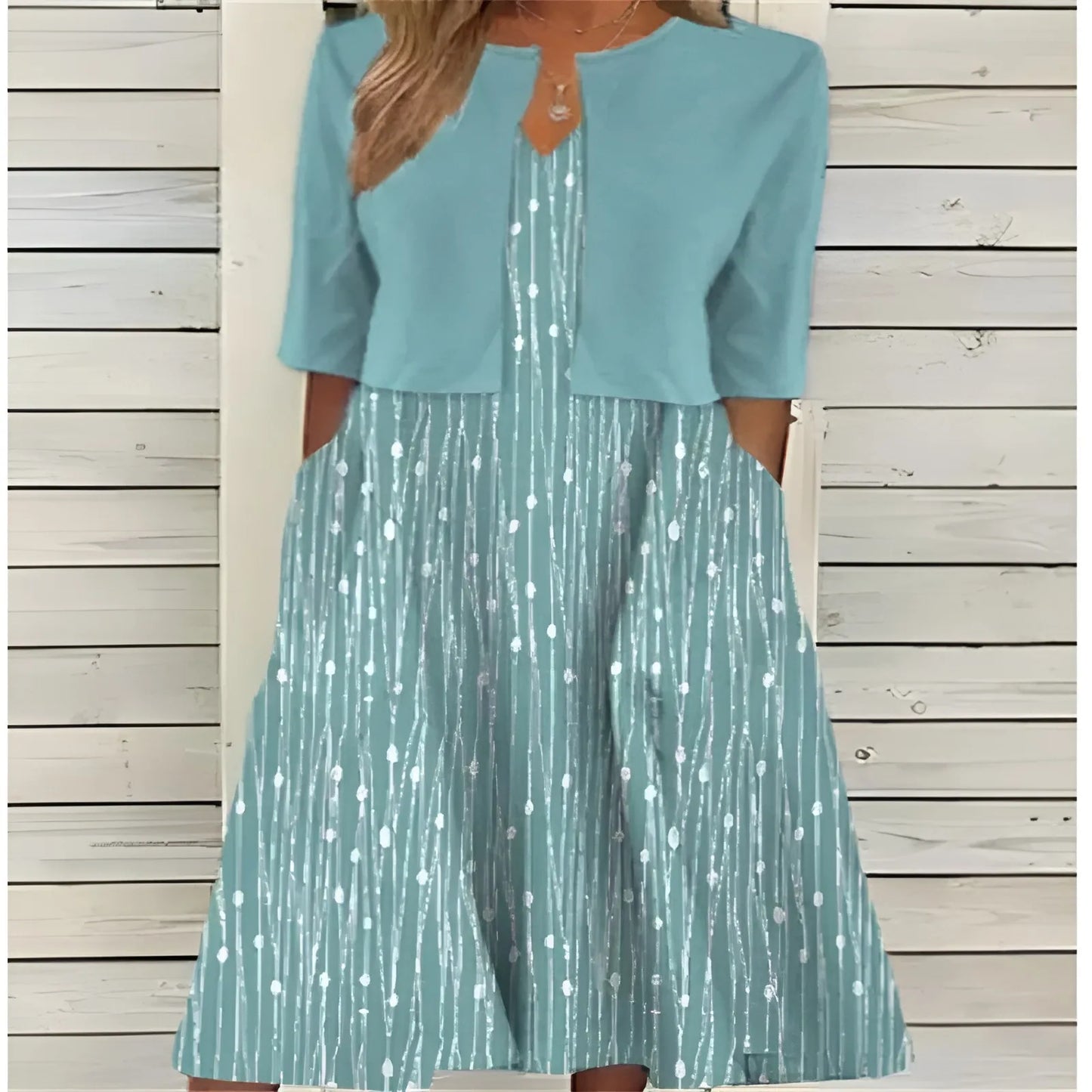 Women's Formal Floral Midi Wedding Guest Dress with Side Pockets