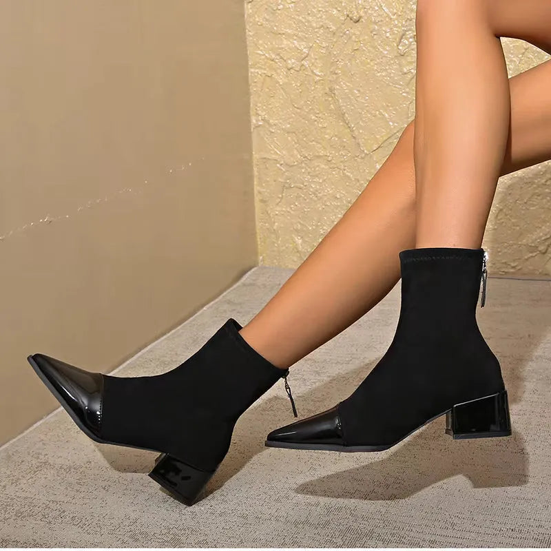 Women's Formal Stylish Boots with Block Heel