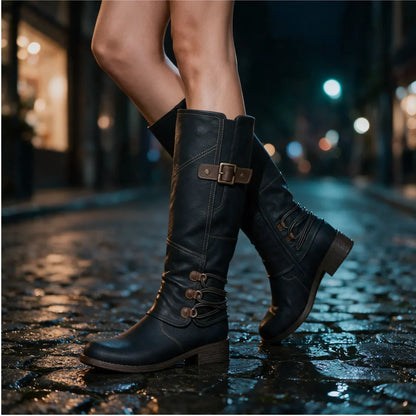 Women's Knee High Cowboy Boots with Flat Sole