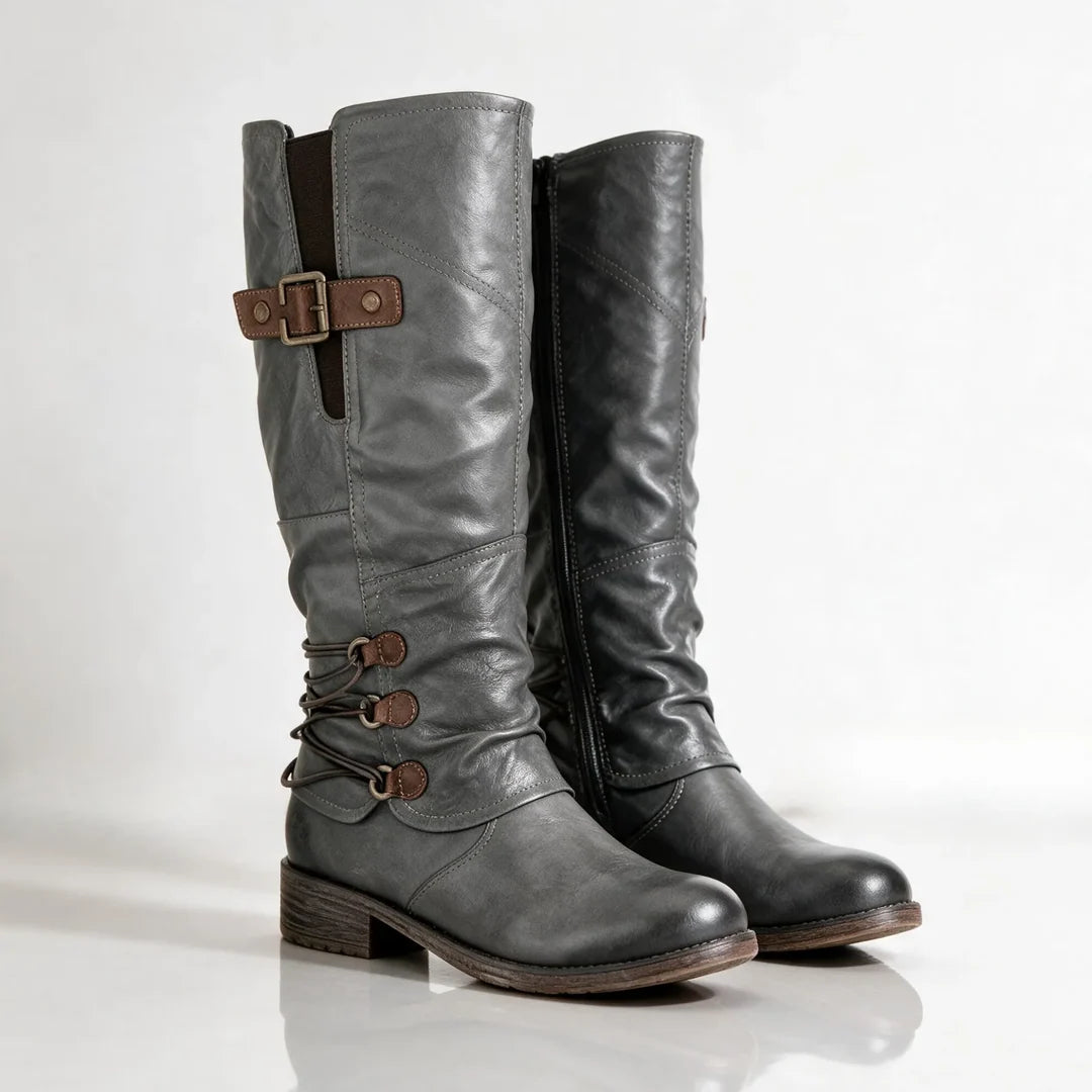 Women's Knee High Cowboy Boots with Flat Sole