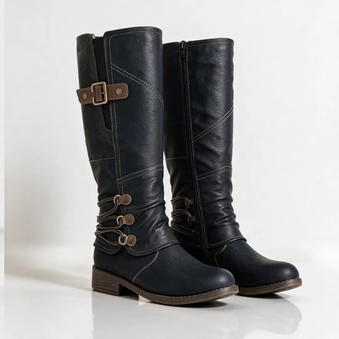 Women's Knee High Cowboy Boots with Flat Sole