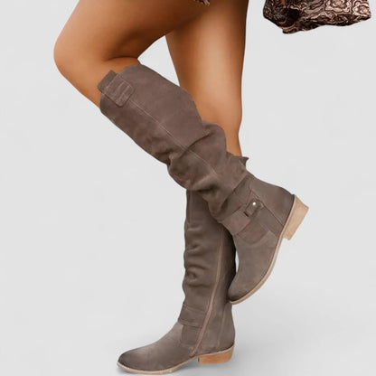 Women's Knee High Slouch Boots with Block Heel