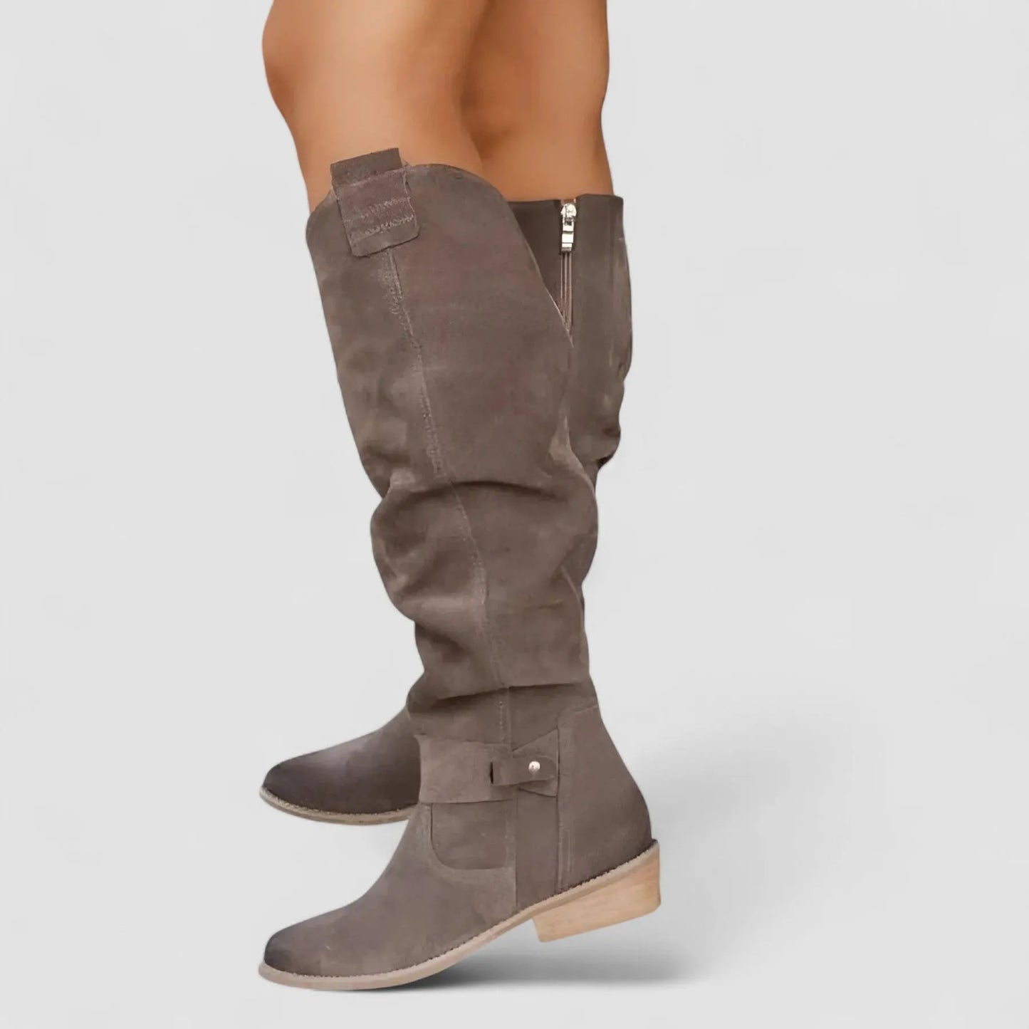 Women's Knee High Slouch Boots with Block Heel