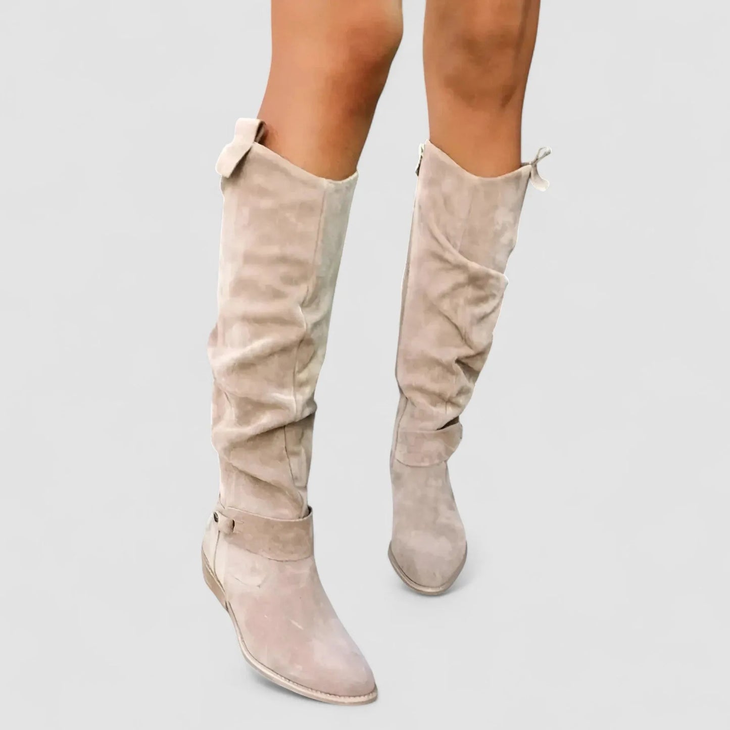 Women's Knee High Slouch Boots with Block Heel