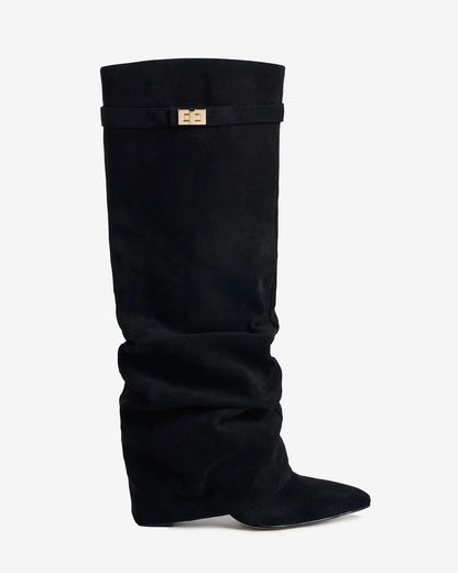 Women's Knee High Slouch Boots with Buckle