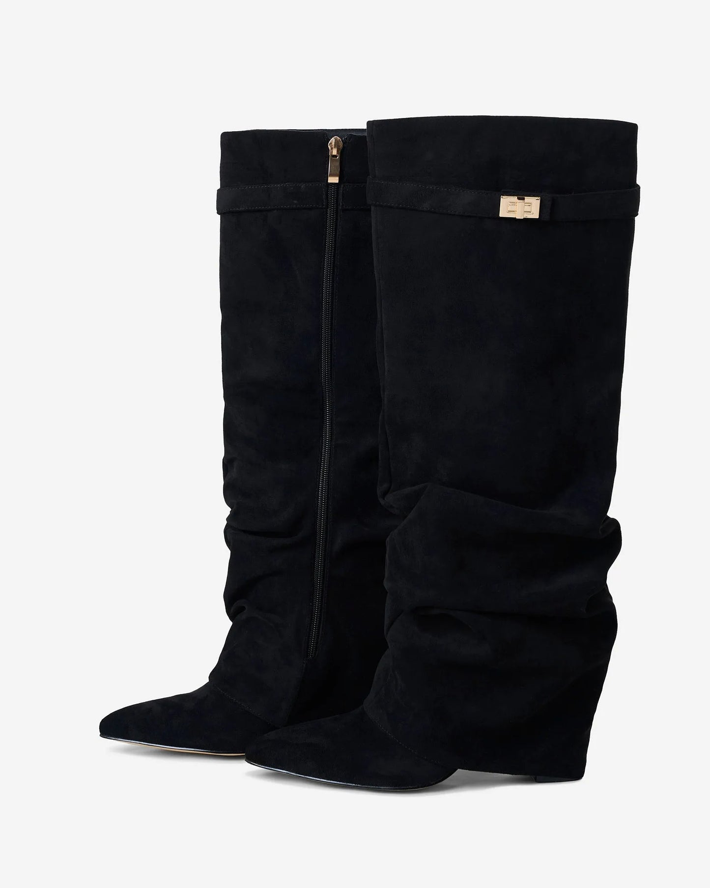Women's Knee High Slouch Boots with Buckle
