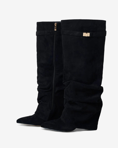 Women's Knee High Slouch Boots with Buckle
