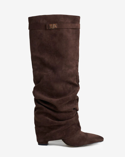 Women's Knee High Slouch Boots with Buckle