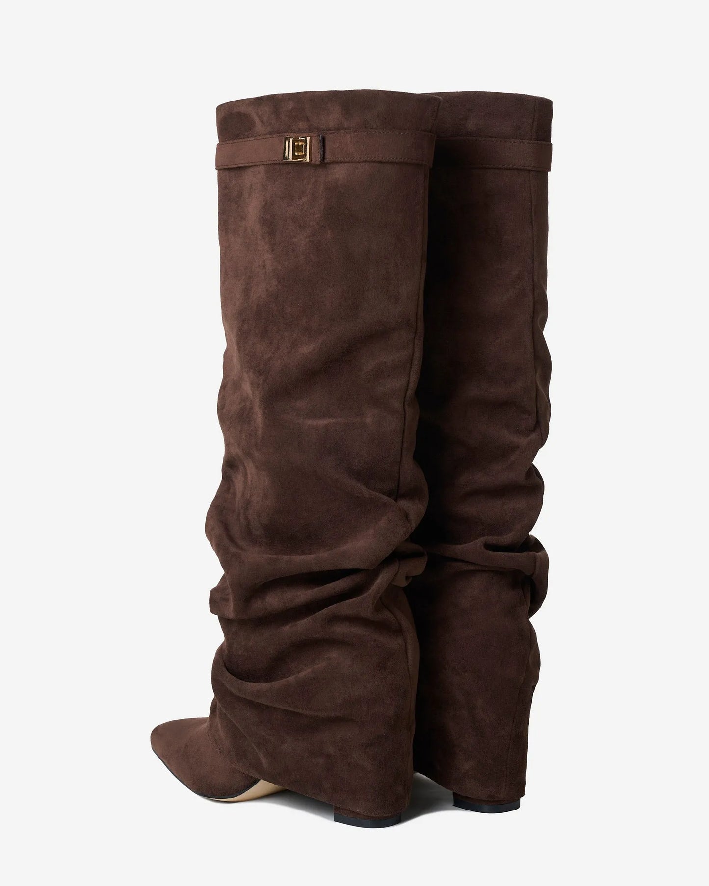 Women's Knee High Slouch Boots with Buckle