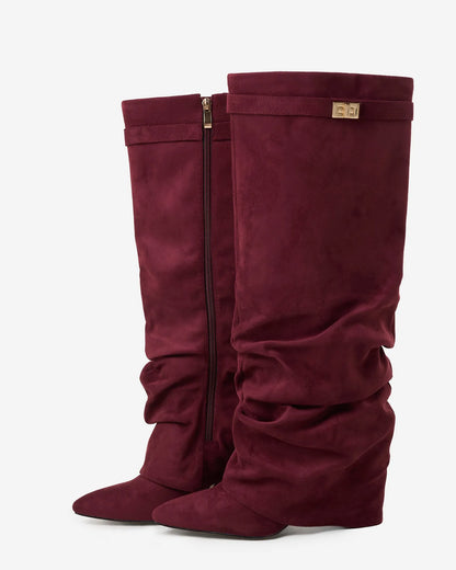 Women's Knee High Slouch Boots with Buckle