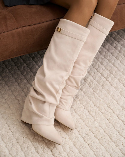 Women's Knee High Slouch Boots with Buckle
