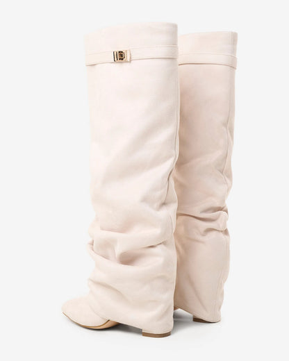 Women's Knee High Slouch Boots with Buckle