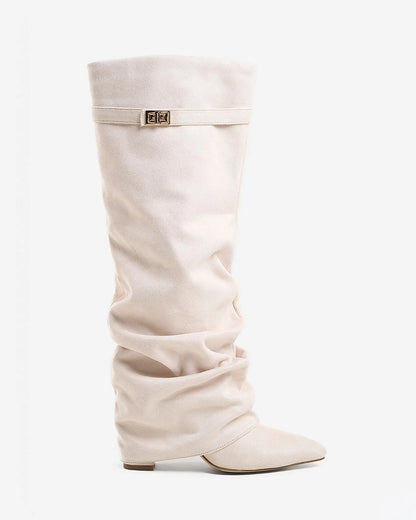 Women's Knee High Slouch Boots with Buckle