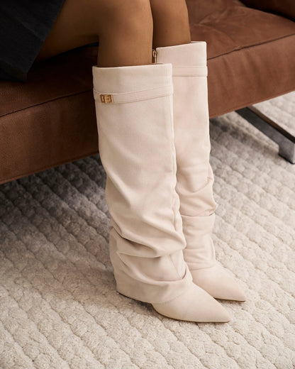 Women's Knee High Slouch Boots with Buckle
