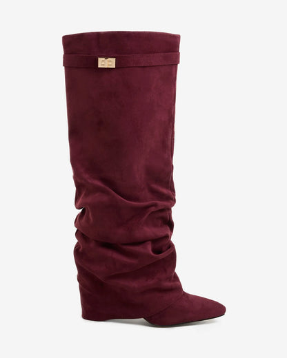 Women's Knee High Slouch Boots with Buckle