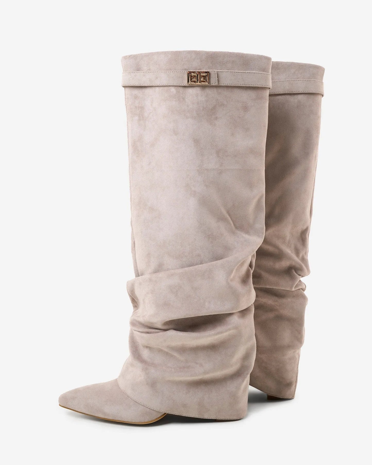 Women's Knee High Slouch Boots with Buckle