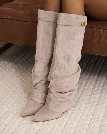 Women's Knee High Slouch Boots with Buckle