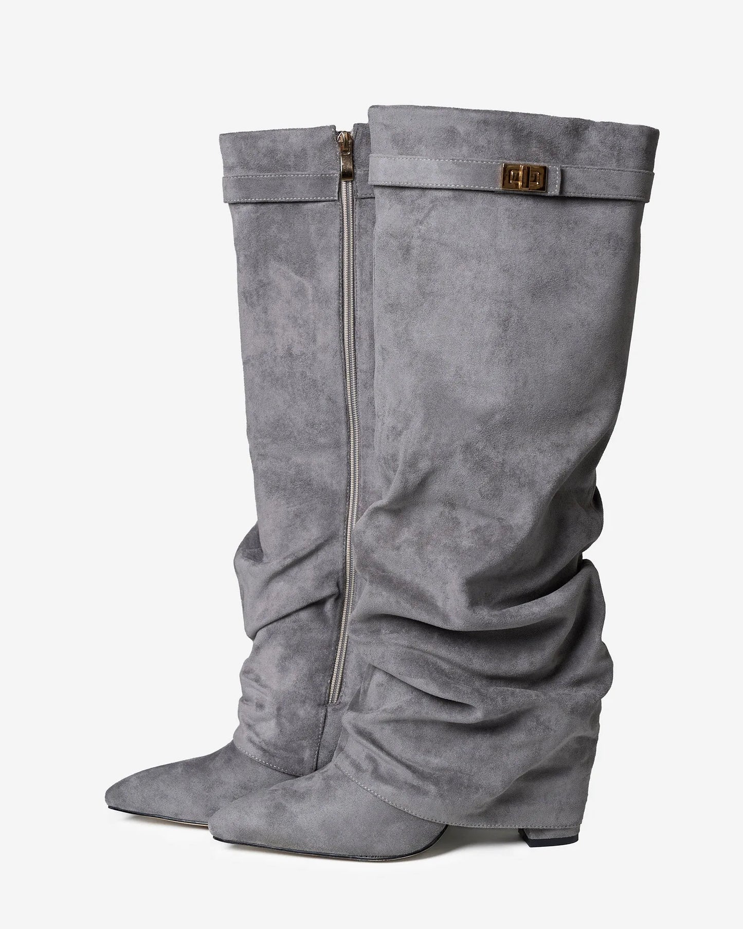 Women's Knee High Slouch Boots with Buckle
