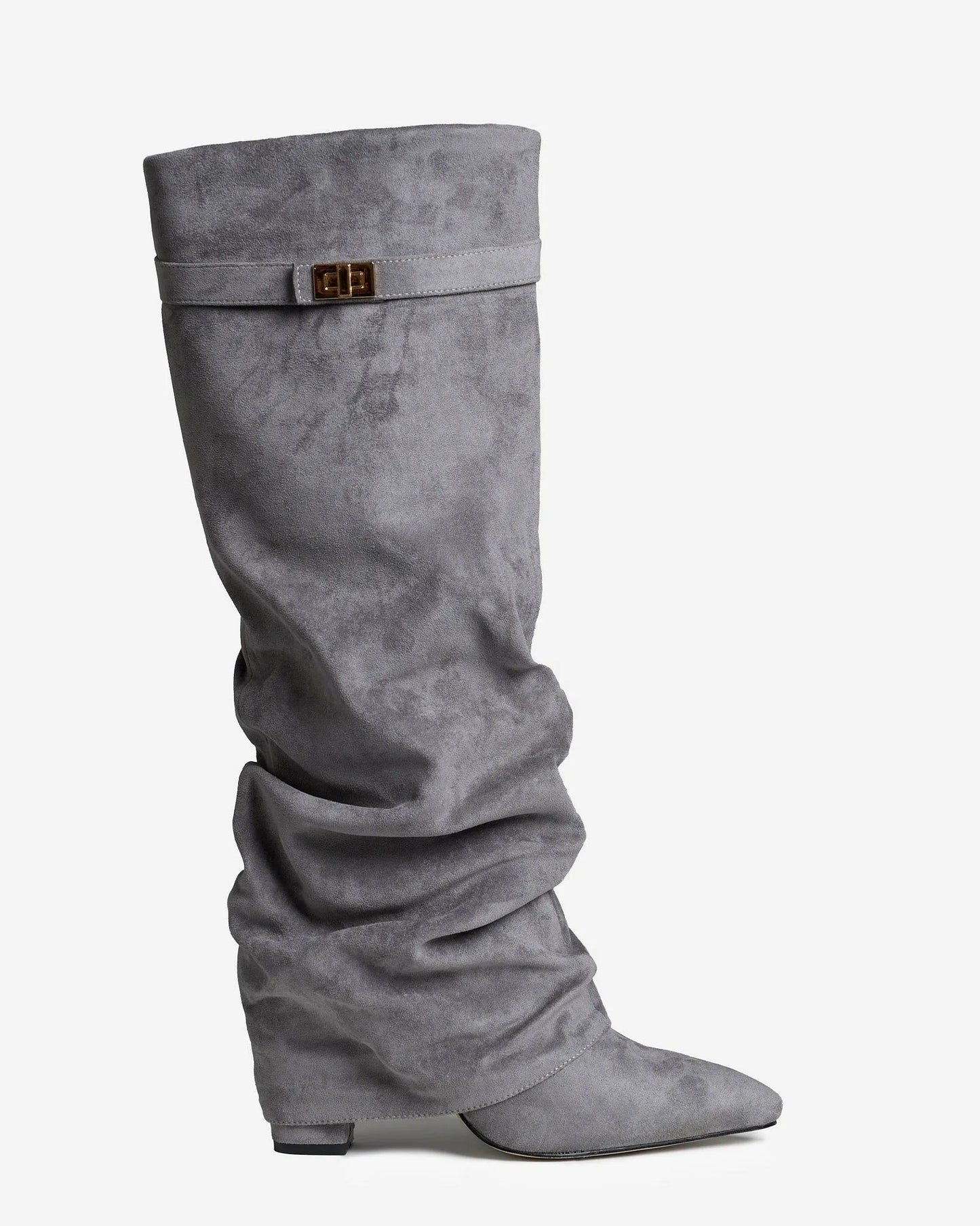 Women's Knee High Slouch Boots with Buckle