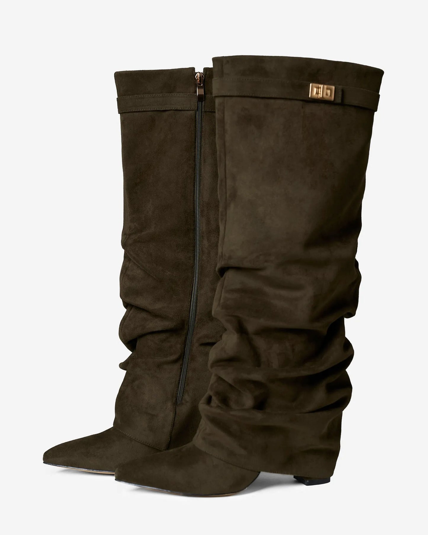 Women's Knee High Slouch Boots with Buckle