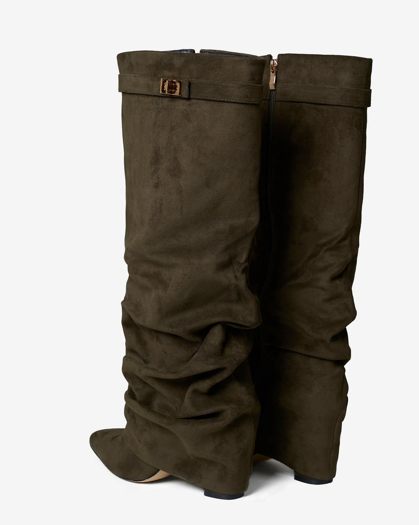 Women's Knee High Slouch Boots with Buckle