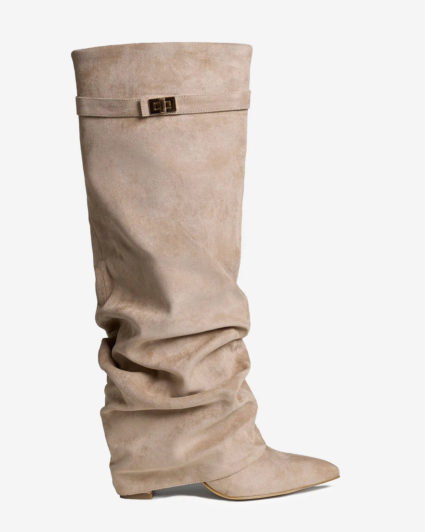 Women's Knee High Slouch Boots with Buckle