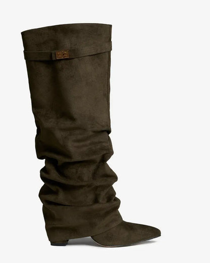 Women's Knee High Slouch Boots with Heeled