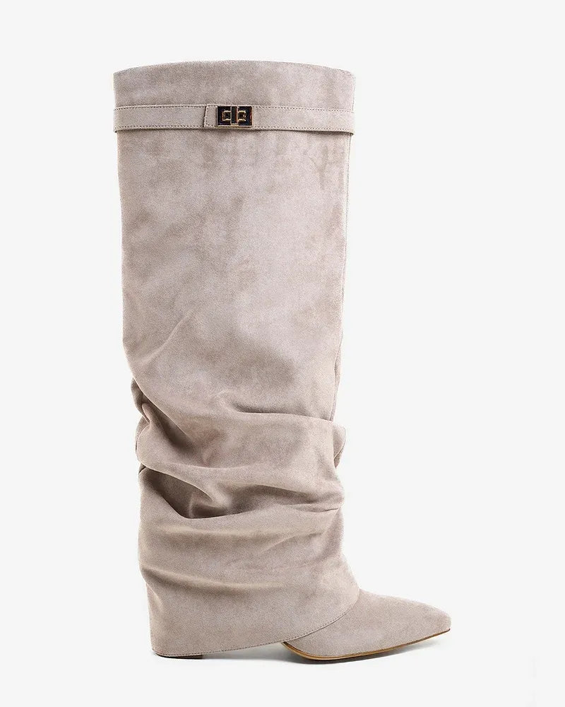 Women's Knee High Slouch Boots with Heeled