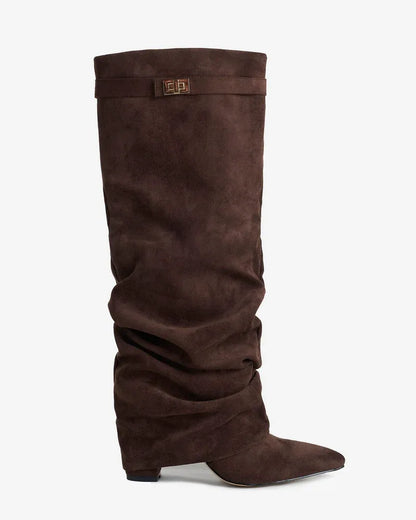 Women's Knee High Slouch Boots with Heeled