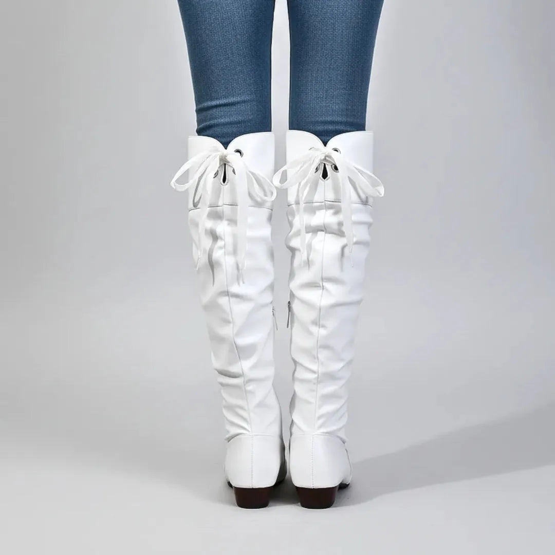 Women's Knee High Slouch Boots with Steel Toe