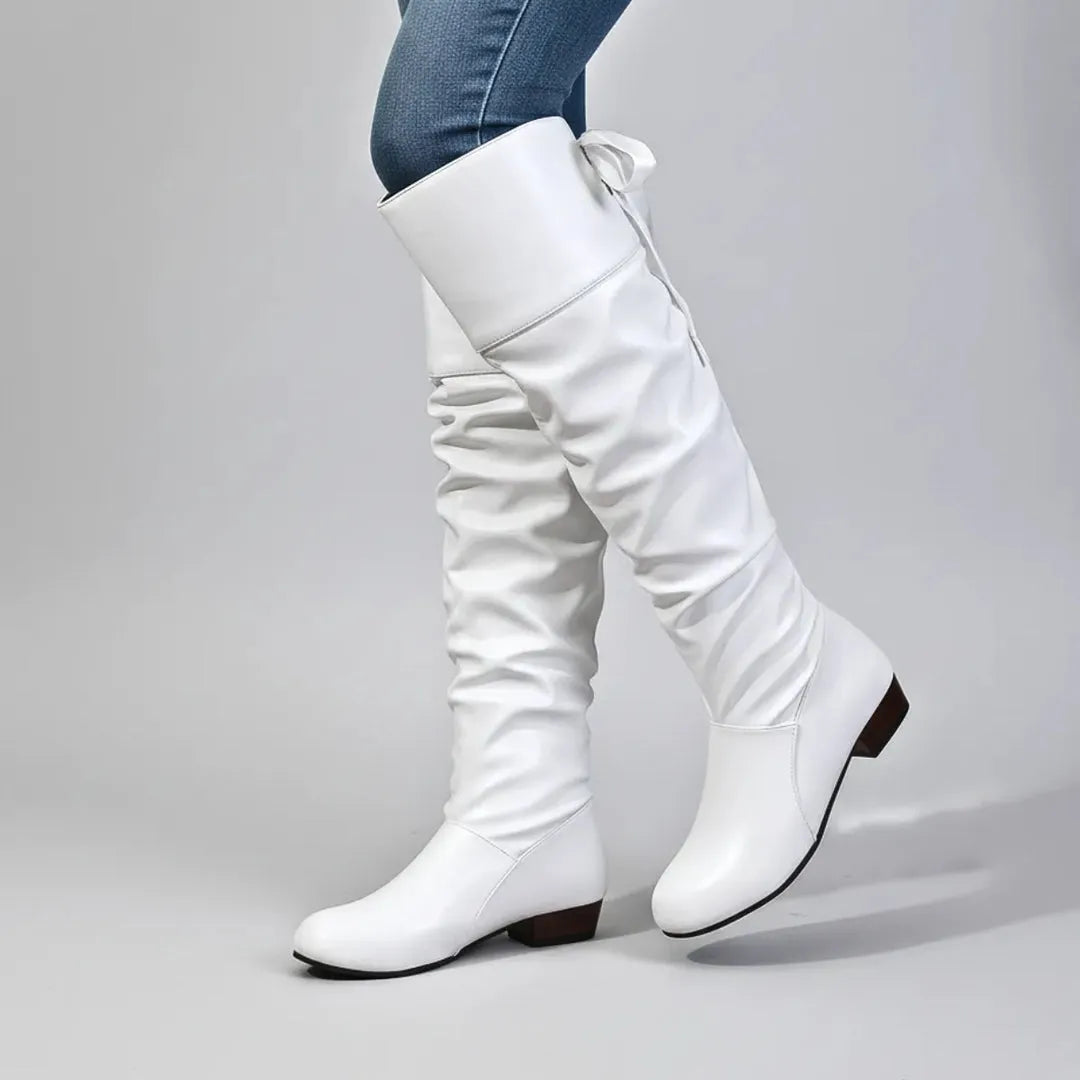 Women's Knee High Slouch Boots with Steel Toe