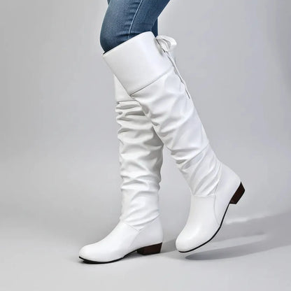 Women's Knee High Slouch Boots with Steel Toe