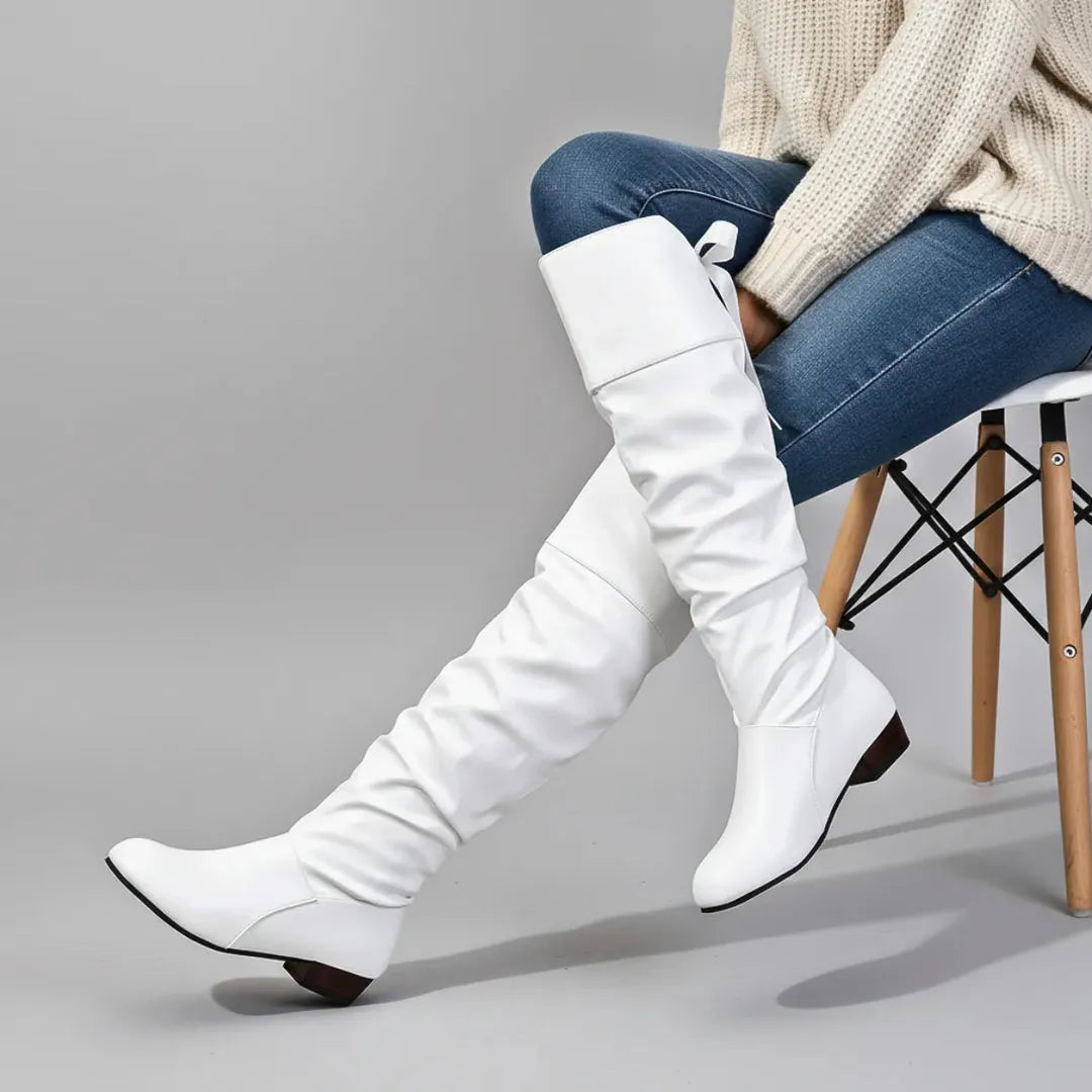 Women's Knee High Slouch Boots with Steel Toe