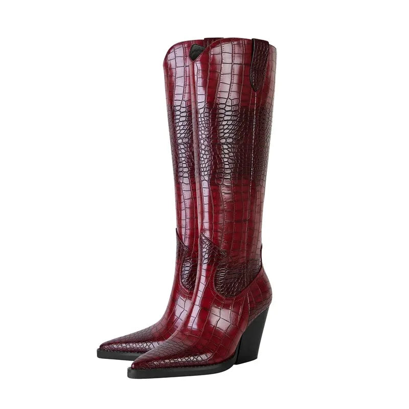 Women's Knee High Stylish Boots with Block Heel