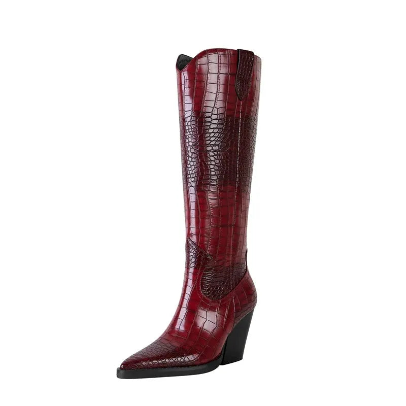 Women's Knee High Stylish Boots with Block Heel