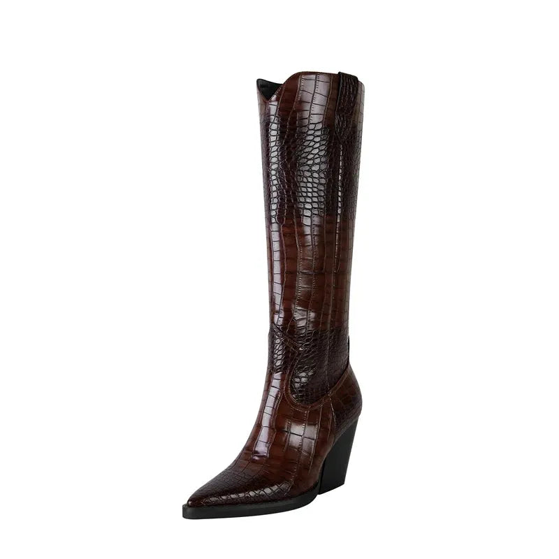 Women's Knee High Stylish Boots with Block Heel
