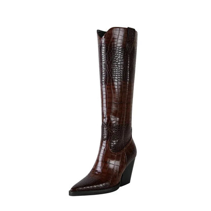 Women's Knee High Stylish Boots with Block Heel