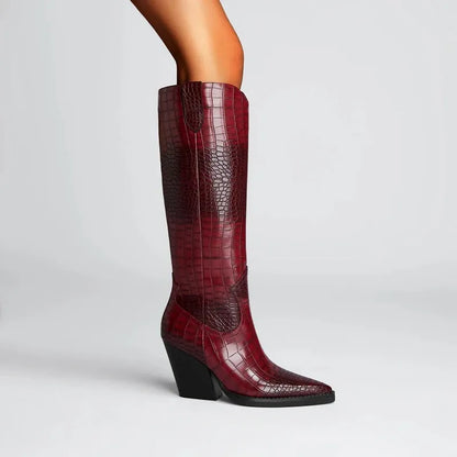 Women's Knee High Stylish Boots with Block Heel