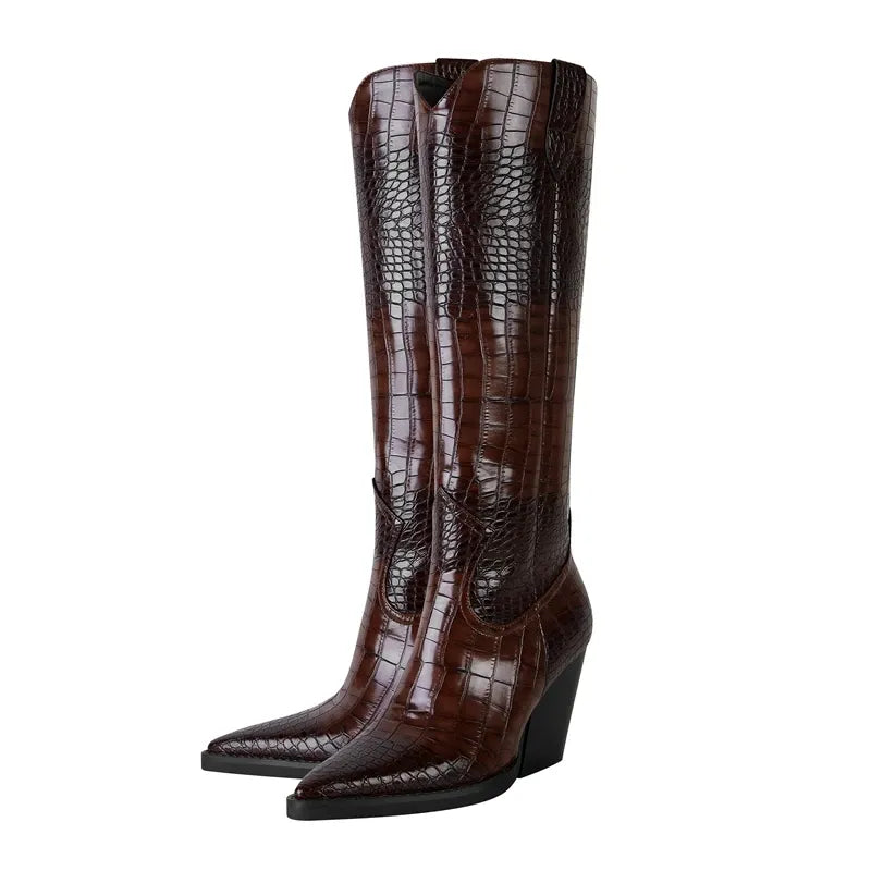 Women's Knee High Stylish Boots with Block Heel