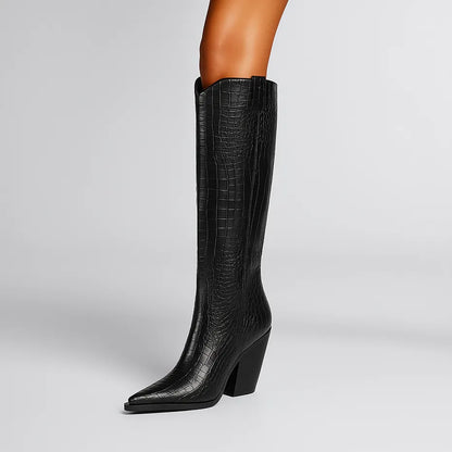 Women's Knee High Stylish Boots with Block Heel