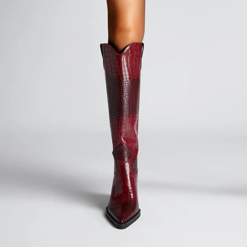 Women's Knee High Stylish Boots with Block Heel