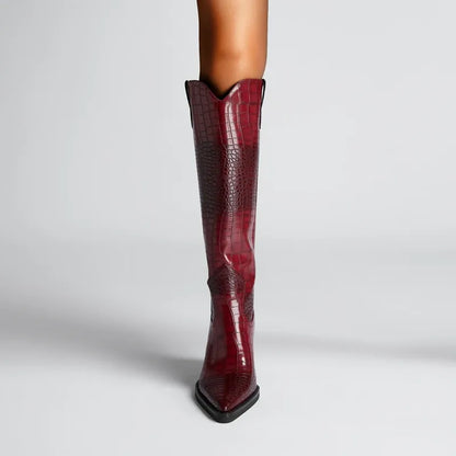 Women's Knee High Stylish Boots with Block Heel